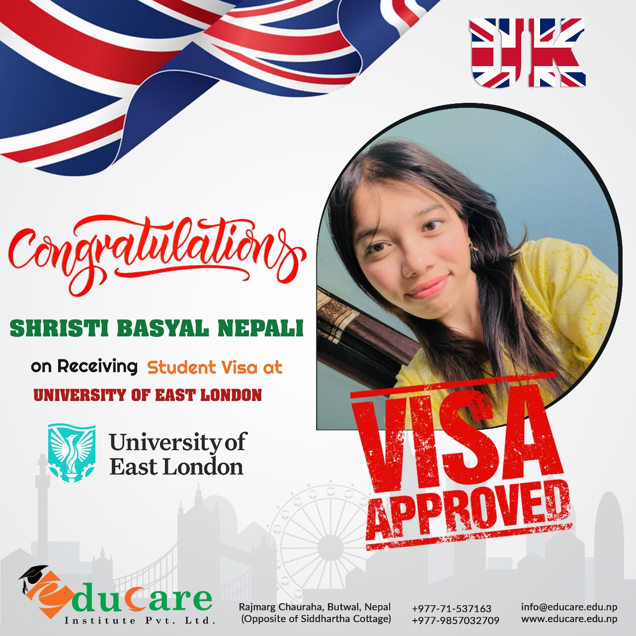 Congratulations Shristi Basyal Nepali